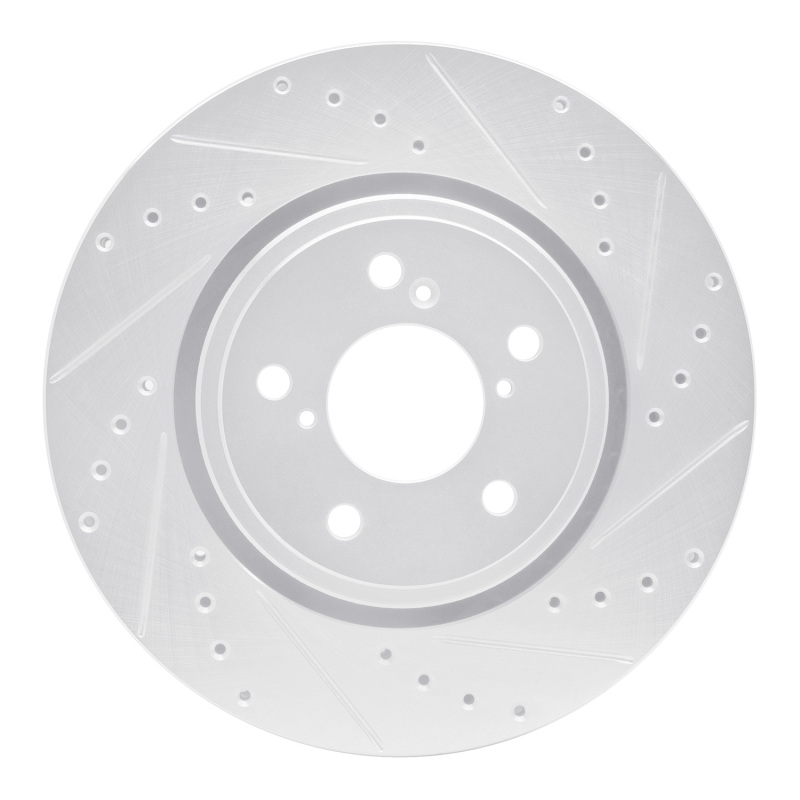 Acura MDX Brake Rotor (1) - Front Right - R1 Concepts - Drilled & Slotted - Silver - `17-`20